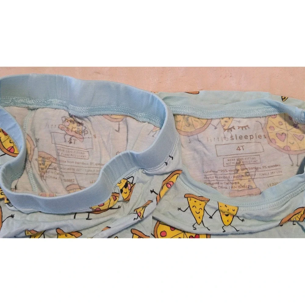 Little Sleepies Pizza Pals 4T Toddler Bamboo Pajama Set Unisex